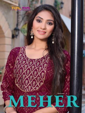 Meher Vol 3 By Tips & Tops Designer Festival Wear Kurti With Palazzo Collection
